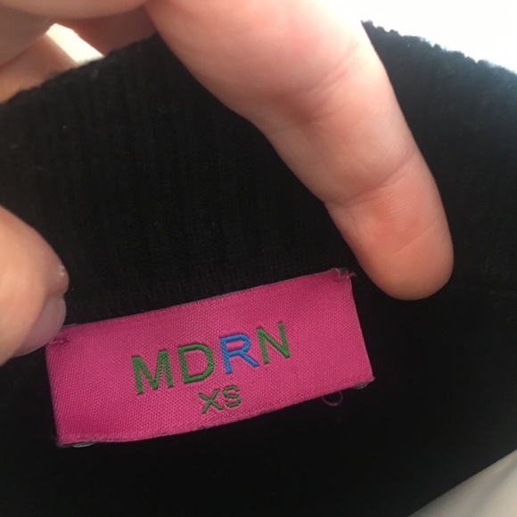 MDRN MODERN CITIZEN Black Stripe Mock Neck Sweater - Picture 8 of 9